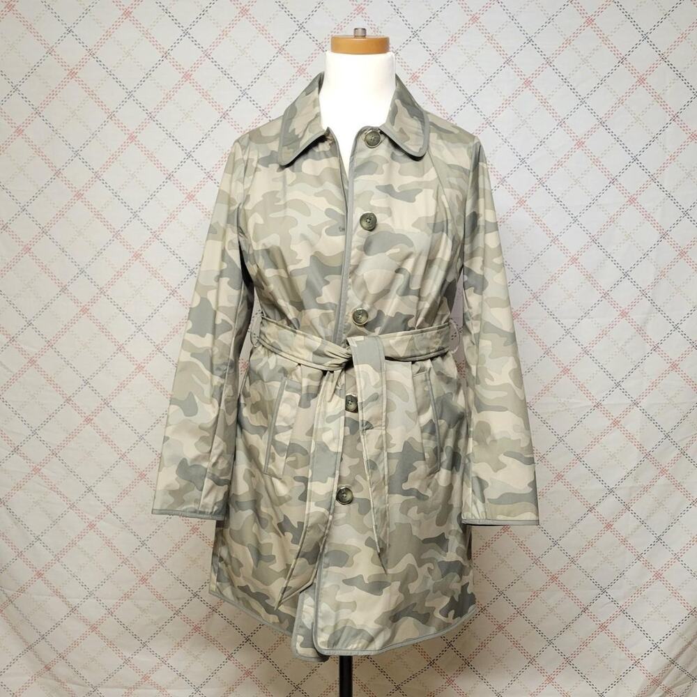 Dennis Basso Camo Belted Raincoat Ladies Size Medium